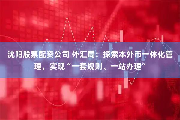 沈阳股票配资公司 外汇局：探索本外币一体化管理，实现“一套规则、一站办理”